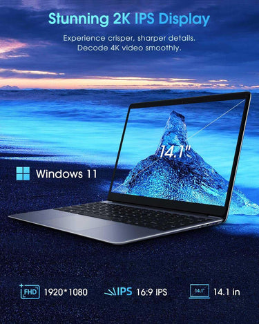 Laptop CHUWI HeroBook Pro de 14,1 pulgadas, SSD de 256 GB, 8 GB de RAM, portátil con Windows 11, SSD Expand de 1 TB, Intel Celeron N4020 (hasta 2,8 GHz), pantalla IPS FHD de 2K, ultradelgada, mini-HDMI, WiFi 5G, USB 3.0, cámara web, tarjeta TF (nueva) - #𝑼𝑺𝒉𝒐𝒑